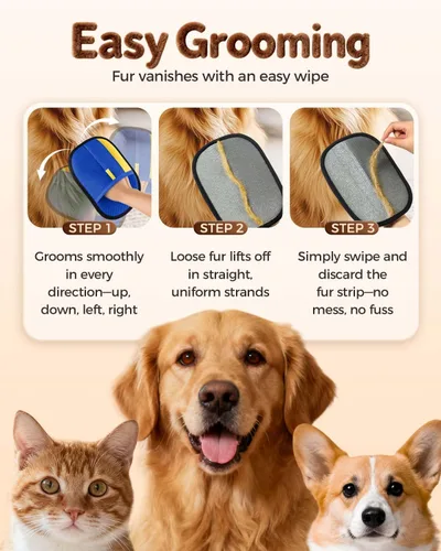 Vista 3 de Guante Removedor de Pelo de Mascotas, Guante Removedor de Pelo de Mascotas Engrosado Mejorado para Gatos y Perros, Guantes de Aseo para Gatos