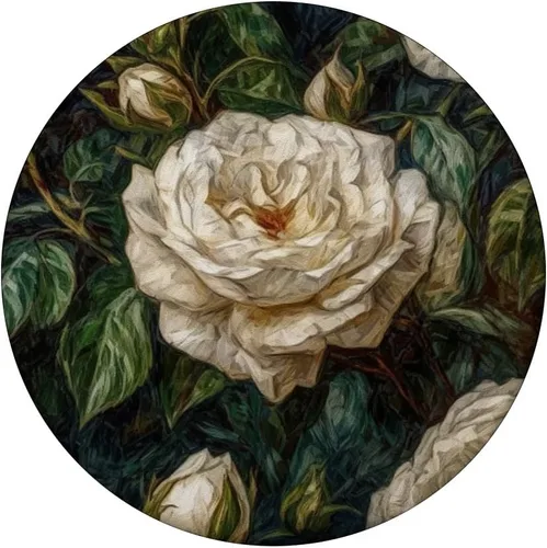 Vista 3 de Van Gogh Art - PopSockets con diseño de flores blancas y rosas blancas