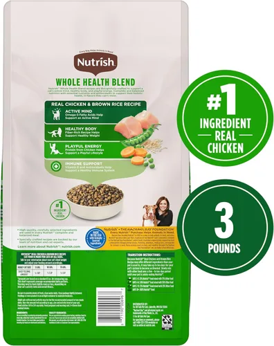 Vista 3 de Nutrish Comida seca para gatos, receta de pollo real y arroz integral, bolsa de 3 libras (Rachael Ray)