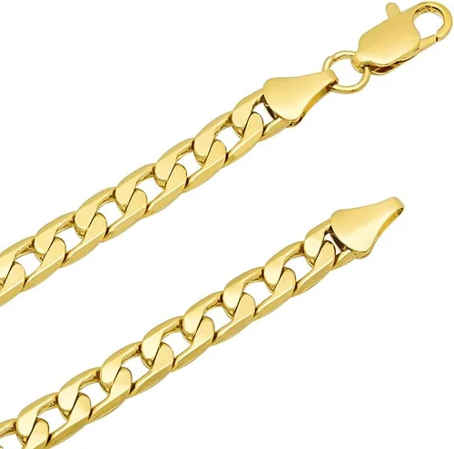 Vista 2 de The Bling Factory 6mm 14k Yellow Gold Plated Beveled Curb Chain Necklace