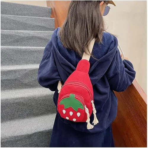 Vista 3 de Hiflyer Sling Bag Bolso de hombro Bolso de pecho, Mochila pequeña Bolsa de eslinga, Bolso Kawaii Mochila Kawaii Mochila Mochila Sling, Rojo Fresa