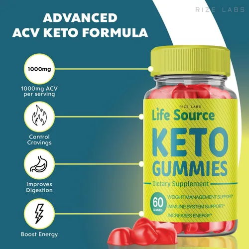 Vista 2 de rize labs - Life Source Keto ACV Gummies para pérdida de peso avanzada con vinagre de sidra de manzana, suplemento ayuda a reducir la grasa