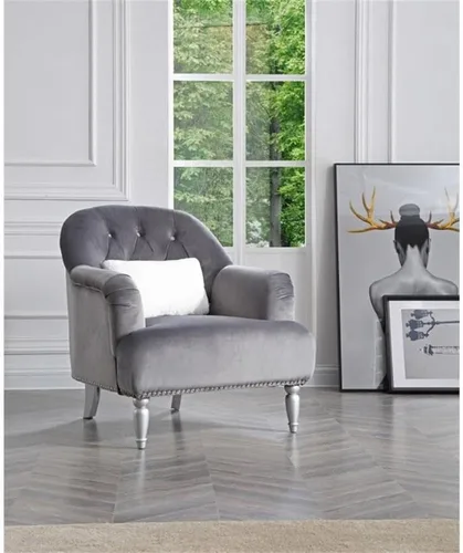 Vista 2 de Home Square Juego de muebles de 2 piezas con silla de terciopelo y sofá en gris