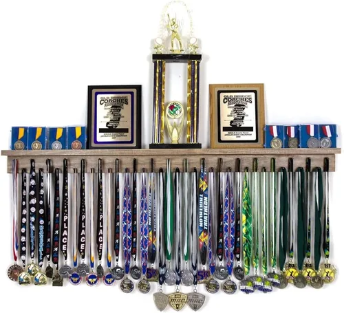 Vista 9 de Estante para medallas de 4 pies - Colgador de medallas Premier, estante expositor y estante para trofeos para gimnasia, fútbol, baloncesto, fútbol