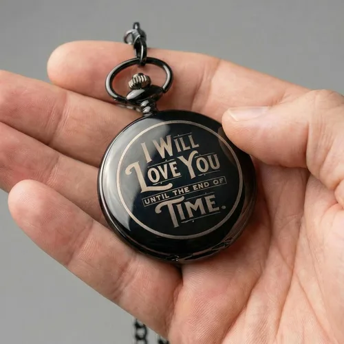 Vista 4 de Reloj de Bolsillo Grabado para Marido o Novio - Te Amaré Hasta el Fin de los Tiempos