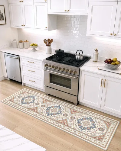 Vista 3 de DEXI Alfombrillas de cocina acolchadas antifatiga, 24 x 87 pulgadas, color Beige claro