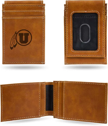 Vista 127 de Cartera de bolsillo frontal grabada con láser NCAA - Compacta/Cómoda/Delgada