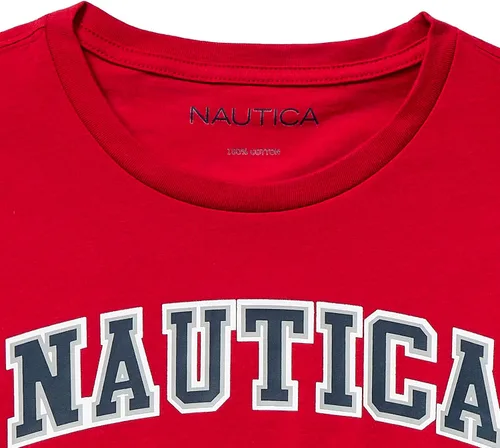 Vista 2 de Nautica - Camiseta de manga corta para hombre, 100% algodón, serie náutica con estampa gráfica Rojo náutico
