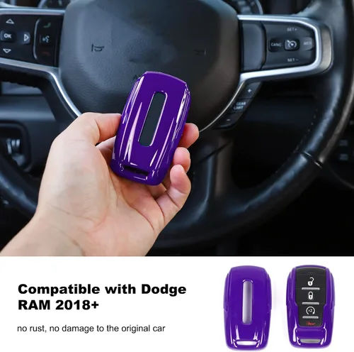 Vista 7 de RT-TCZ Funda para Llavero Estuche Cubierta Bolsa Porta Llaves Carcasa de Protección Accesorios para Dodge RAM 2018-2022, Morado