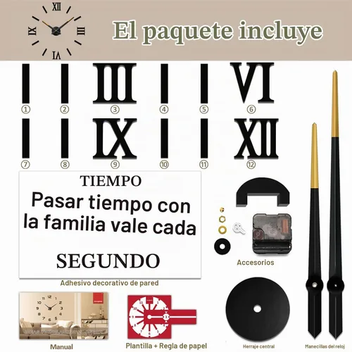 Vista 5 de VANGOLD Reloj de pared para decoración de sala de estar, regalo Negro