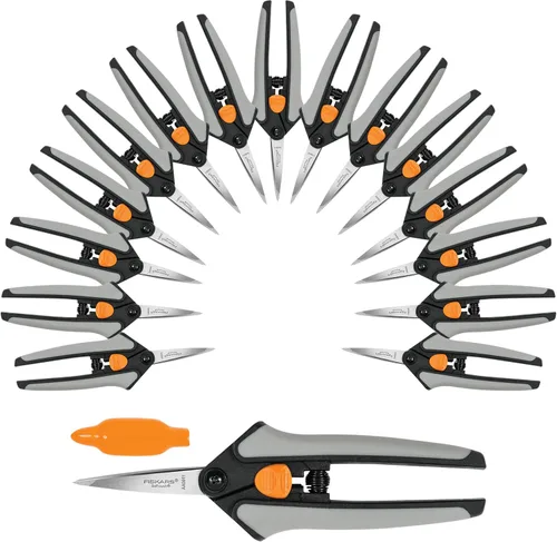 Vista 14 de Fiskars 399241-1002 Tijeras de podar con micro puntas, cuchillas antiadherentes, 2 unidades, naranja