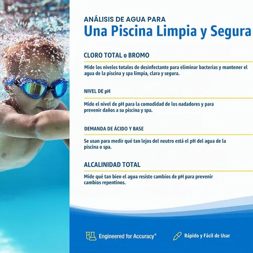 Vista 3 de Taylor Swimming Pool & Spa Kit para prueba de pH, cloro y bromo en agua 4-en-1 K-1003