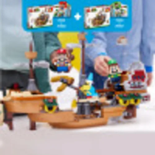 Vista 3 de LEGO Kit de construcción de 1,152 piezas de dirigible de Super Mario Bowser, revela el interior detallado, incluye Kamek, llave rocosa, Goomba