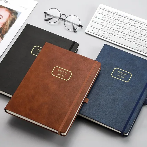 Vista 2 de EMSHOI Cuaderno de Reuniones para Trabajo con Pestañas Adhesivas - 240 Páginas, Planificador de Proyectos Tamaño A4, Organizador de Agenda/Actas