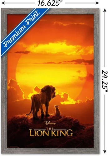 Vista 3 de Trends International Disney El Rey León - Póster de pared Mufasa y Simba, 14.725 x 22.375 pulgadas, versión enmarcada de madera de granero Versión