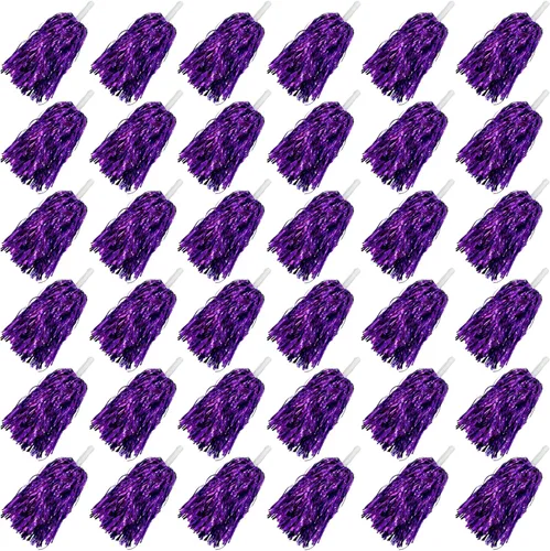 Vista 16 de HAVAGDTM 36PCS Cheerleading Pom Poms Metallic Foil Plastic Pom Poms with Baton Handle for Game Sports Squads Dancing Party Football Basketball Club