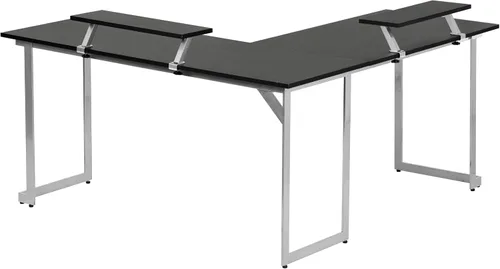 Vista 8 de Techni Sport Warrior - Escritorio para juegos en forma de L con panel de MDF, escritorio para computadora con marco de acero resistente a