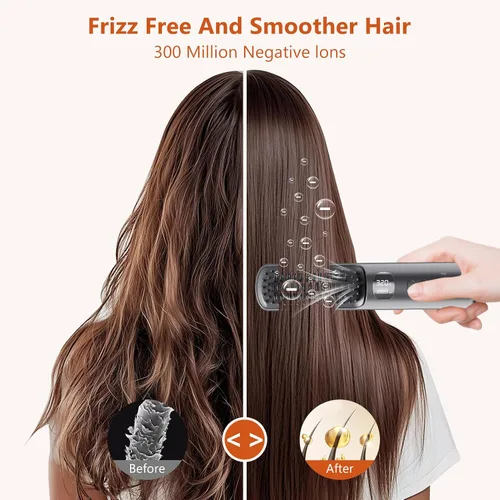 Vista 2 de Kawu Plancha eléctrica para el cabello, peine caliente portátil inalámbrico para viajes, de iones negativos de cerámica, mini peine alisador