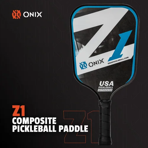 Vista 2 de Onix Graphite Z5 - Paleta de pickleball de fibra de carbono con forma de cuerpo ancho, núcleo de panal y cara de grafito ONIX Paleta de pickleball