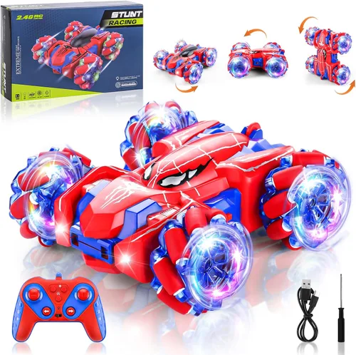 Vista 8 de Coche de Control Remoto Controlado a Mano, Coche RC Acrobático con Sensor de Gestos 2.4Ghz con Luz Corporal y Faro, Coches RC Doble Cara Rotatorios
