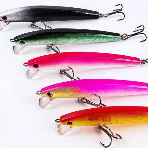 Vista 6 de Señuelos de pesca, señuelo grande y duro Minnow VIB con gancho de agudos Life-Like Swimbait Fishing Bait Popper Crankbait Vibe Sinking Señuelo