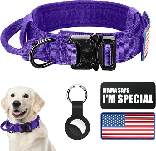 Vista 19 de Collar táctico para perro y correa elástica, juego de collar y correa militar para perro con bandera estadounidense de Estados Unidos, collar K9