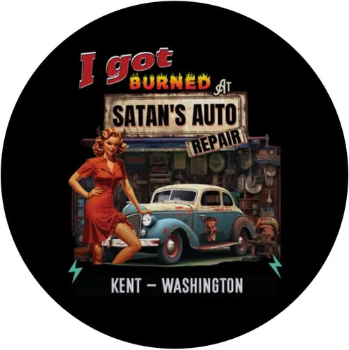 Vista 3 de I Got Burned At Satan's Auto Repair Retro Devil KENT PopSockets Standard PopGrip