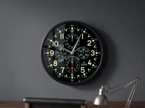 Vista 8 de Reloj de avión ''Flying Fortress'' de 12 pulgadas con marco de metal
