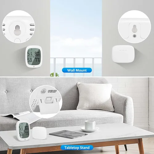 Vista 7 de RUIKORING Termómetro inalámbrico para interiores y exteriores, termómetro digital exterior de humedad con sensor impermeable IP66, retroiluminación