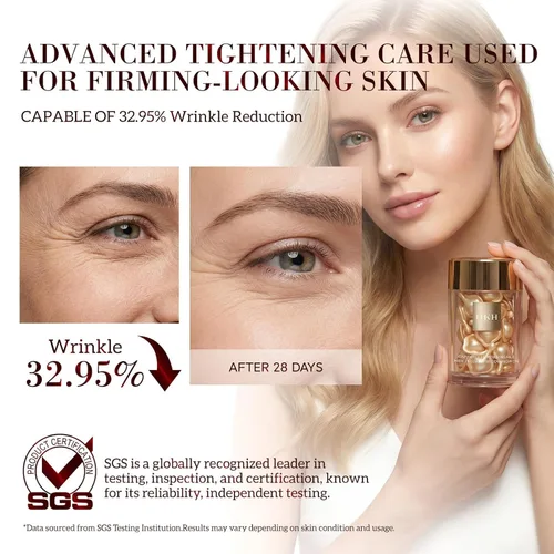 Vista 2 de HKH Suero Bakuchiol Retinol para la cara: 30 cápsulas de suero antienvejecimiento para pieles sensibles - SGS probado para reducir las arrugas en un