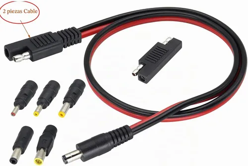 Vista 9 de Cable adaptador SAE a CC de 14 AWG, enchufe SAE a CC, cables de conector macho de 0.2 in x 0.1 in con adaptador de polaridad inversa SAE