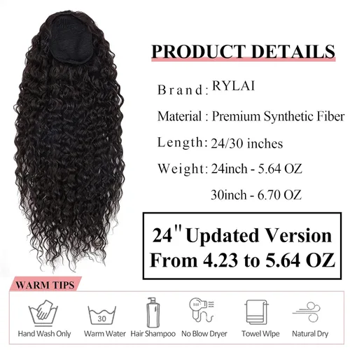 Vista 4 de Extensiones de cola de caballo de color marrón oscuro, extensiones de cabello humano real rizado con cordón, extensiones de cabello humano real