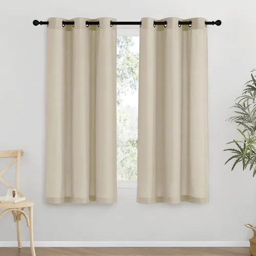 Vista 130 de NICETOWN - Cortinas de lino angora para ventana de cocina sobre el fregadero, con ojales, lino grueso angora, tratamientos cortos para ventanas
