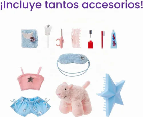 Vista 4 de Bratz Slumber Party Cloe - Muñeca de moda con 2 juegos de pijamas, felpa y accesorios