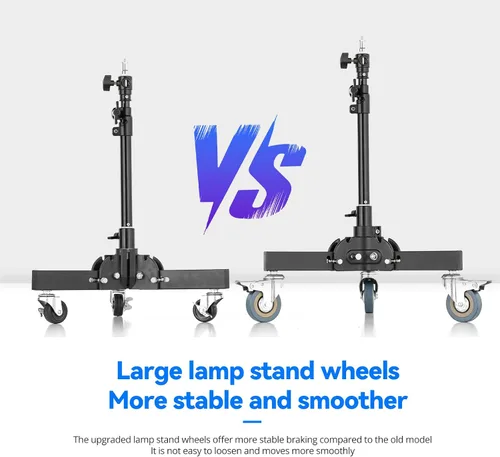 Vista 9 de AMBITFUL Soporte de luz resistente con ruedas, soporte de trípode de fotografía de 21 a 31.9 pulgadas con diseño plegable de altura ajustable y 3