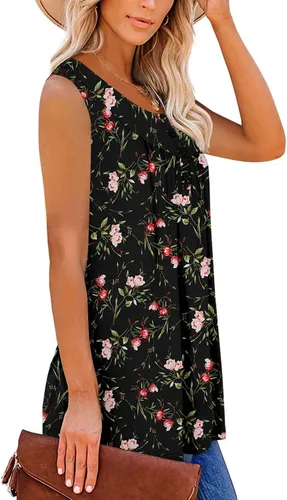 Vista 3 de Camisetas sin mangas para mujer y camisetas florales de verano de manga corta