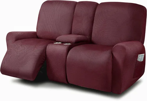 Vista 49 de ULTICOR Fundas para sofá reclinable de 8 piezas, fundas elásticas con hilo teñido para sofá reclinable de 3 cojines, gruesas, suaves y lavables Gris