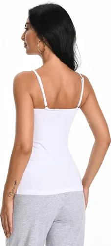 Vista 5 de Comfneat Paquete de 4 camisetas elásticas de algodón y elastano para mujer, con tirantes delgados ajustables