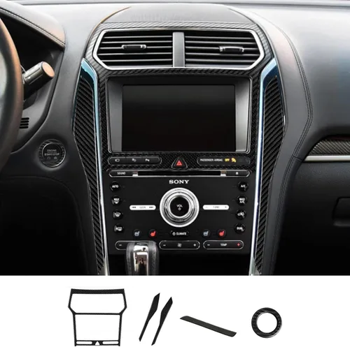 Vista 6 de SUNJIKA Compatible con 1 pieza de cubierta de botón de arranque de motor de fibra de carbono, accesorio para Ford Explorer 2013 2014 2015 2016 2017
