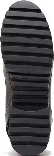 Vista 8 de Botas de combate de tacón grueso para mujer con plataforma y cordones, botines altos de otoño e invierno para ropa urbana, tacón de bloque Negro
