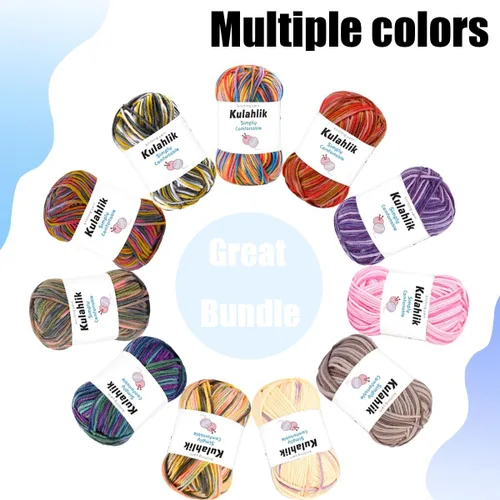 Vista 2 de 50g (1x50g) Hilo Acrílico para Crochet y Tejido, Hilo Degradado Colorido, 1 Rollo de Madejas, Hilo Acrílico Multicolor, Perfecto para Proyectos