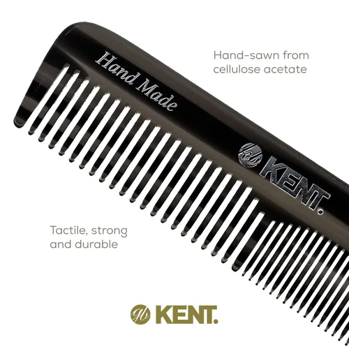 Vista 5 de Kent OT - Peine de Cabello de Bolsillo de Grafito Negro Hecho a Mano, Peine de Dientes Finos y Anchos para Hombres, Mujeres y Niños - Peine