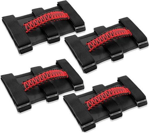 Vista 9 de 2x Asas de Agarre de Barra Enrollable para Jeep Wrangler YJ TJ JK JKU JL JLU Sports Sahara Freedom Rubicon Unlimited X Gladiator JT 1955-2022 Negro