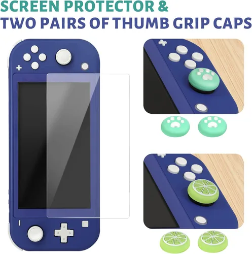 Vista 5 de CoBak Carrying Case for Nintendo Switch Lite - with 1 Screen Protector, 1 Grip Case and 4 Thumb Grip Caps, Ultra Slim Premium EVA Travel Pouch