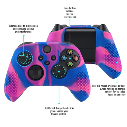 Vista 3 de eXtremeRate PlayVital 3D Studded Edition Anti-Slip Silicone Cover Skin for Xbox Series XS Controller, Rubber Case Protector for Xbox Core Wireless