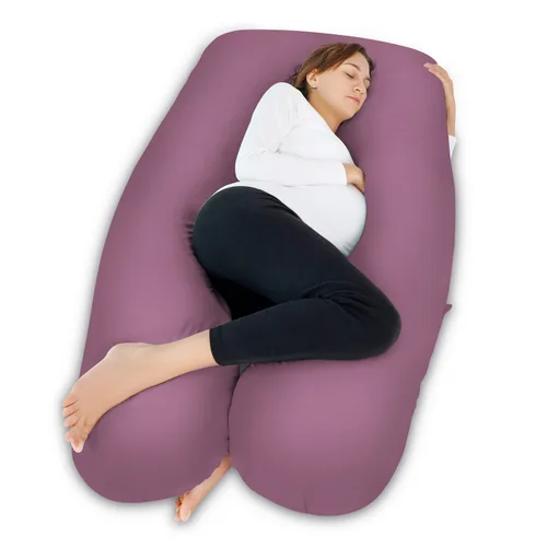 Vista 28 de Meiz - Almohadas de embarazo refrescantes para dormir, almohada corporal de maternidad para mujer embarazada, en forma de U, con funda de jersey