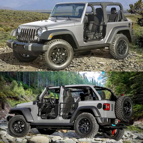 Vista 3 de Puertas tubulares todoterreno Safari con espejo lateral compatibles con Jeep Wrangler JK 2007-2018 – Juego de 2 puertas de tubo medio para aventura