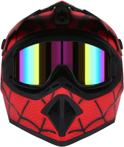 Vista 2 de Casco de motocross, casco de motocross, casco todoterreno BMX MX ATV con gafas unisex para jóvenes y niños, aprobado por DOT/FMVSS 218