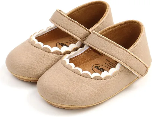 Vista 4 de WILLFUN Zapatos planos Mary Jane para bebé niña, diseño floral, vestido de princesa, zapatos de cuna antideslizantes para los primeros pasos