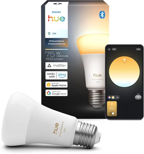 Vista 8 de Philips Hue - Focos LED inteligentes A19 - Focos de 75w sin parpadeo - Control con la aplicación Hue - Compatible con Alexa, Asistente de Google
